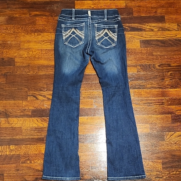Ariat Real Denim Womens Dark Blue Low Rise Emboidered Pocket Boot Cut Jeans 27R - Picture 7 of 11